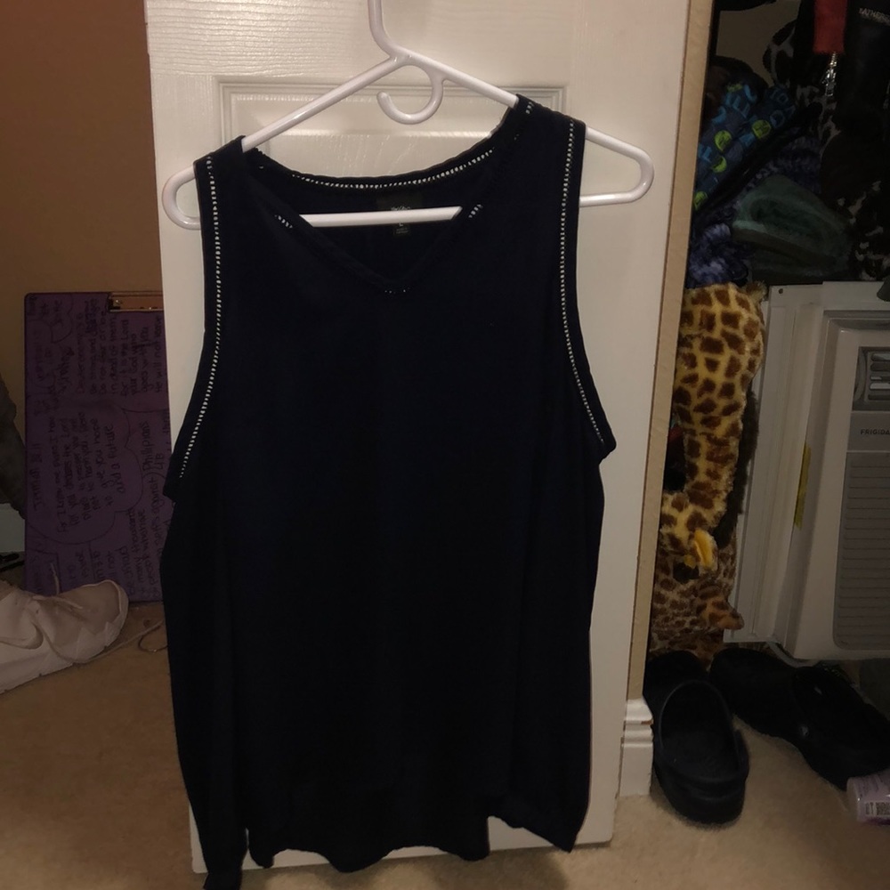 navy cold shoulder top